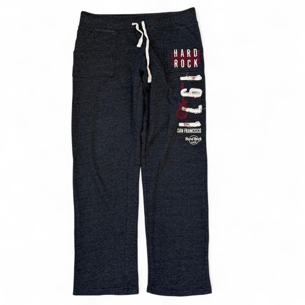 Hard Rock Cafe San Francisco Grey Embroidered Sweatpants Adult Size Large Y2K
